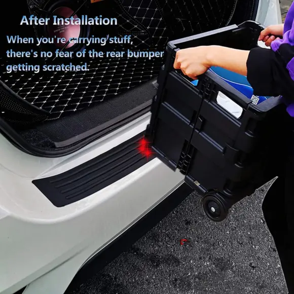 Universal Black Rubber Rear Trunk Edge Guard Scratch Protector Cover Mat Double-Sided Tape for Car SUV Trunk Rear Bumper - Image 5